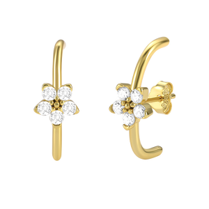 QLEESI Fine Jewelry <b>Stud</b> <b>Earrings</b> Curved S925 <b>Sterling</b> <b>Silver</b> Petal Diamond <b>Earrings</b> - Product Image 5