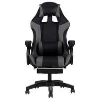 Fauteuil de bureau inclinable Top Racer, rotation à 360 degrés, hauteur réglable, chaise de jeu en cuir pleine fleur gris, fauteuil de massage pour joueurs