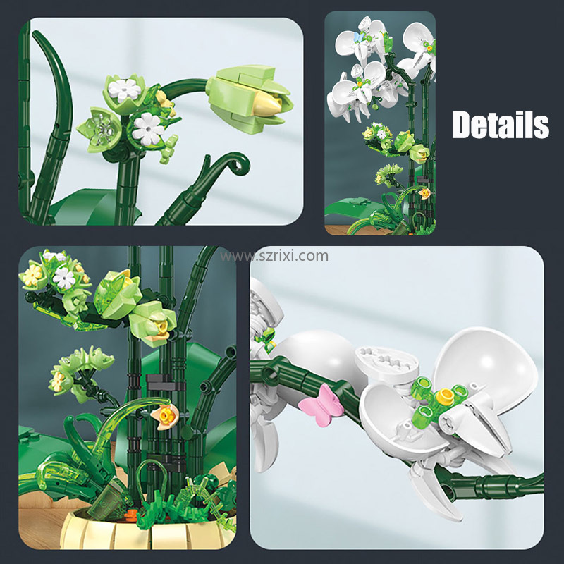Jie Star 9067 3D Flower Orchid Potting Model - DIY Building Block