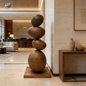 Sculpture en bois de luxe Art Déco, fabriquée à la main pour la décoration de salon, villa, hôtel et entrée, meubles décoratifs - Product Image 2