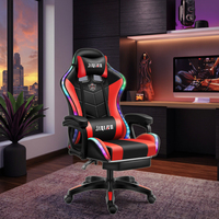 Chaise pivotante en cuir PU avec éclairage LED, design industriel, acier inoxydable, chaise de jeu pour e-sport, PC, bureau