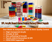 Jouets d'empilage Montessori pour enfants, blocs de construction en acrylique arc-en-ciel, mini blocs colorés en lucite, cubes transparents en bois