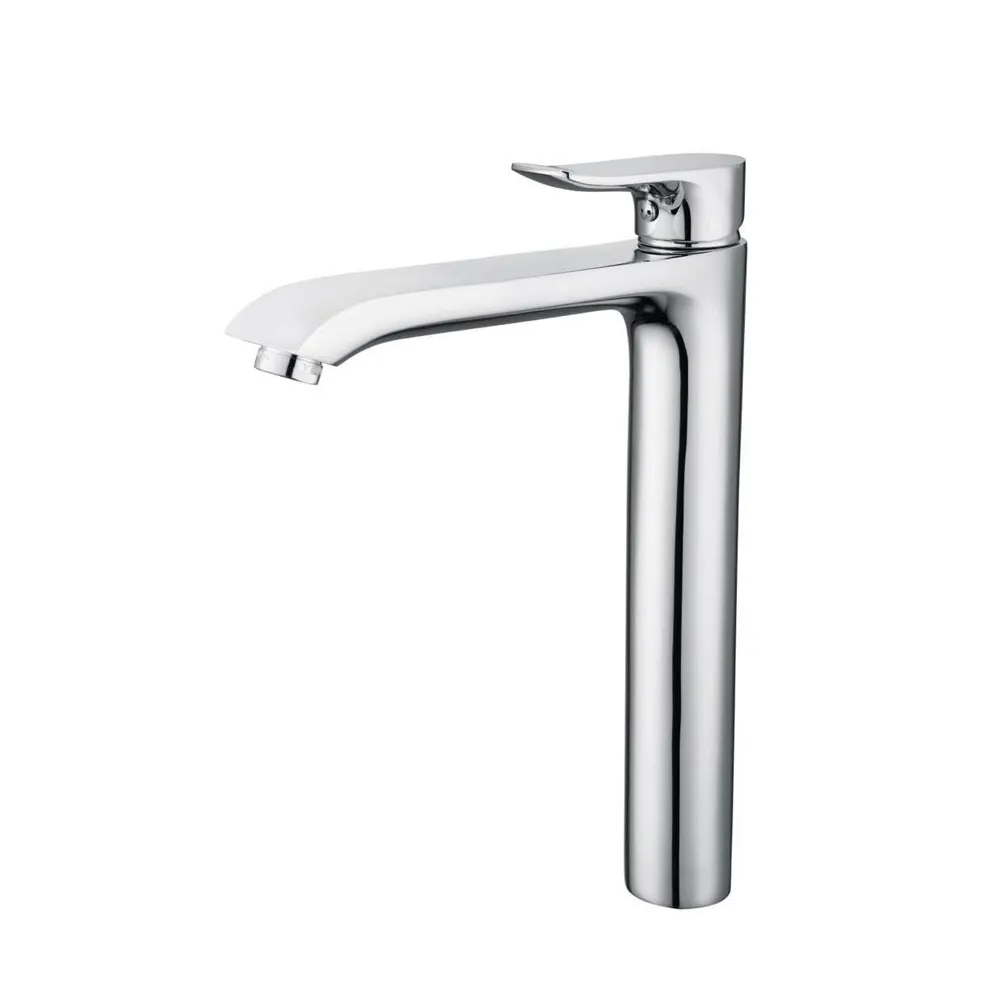 Contemporary Deck Mounted Single Hole Chrome Finish One Handle Hot Cold Water Brass Bathroom Tap