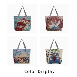 Sac fourre-tout décontracté pour femme en toile, motif hibou vintage personnalisé, nouvelle collection, haute qualité, fermeture éclair, idéal pour les voyages - Product Image 3