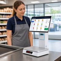 Yazar Kasa Makinesi POS Terminali Hepsi Bir Arada POS Sistemi Kapasitif Dokunmatik Ekran 15.6 İnç Tartım Terazisi Dahili Yazıcı Windows