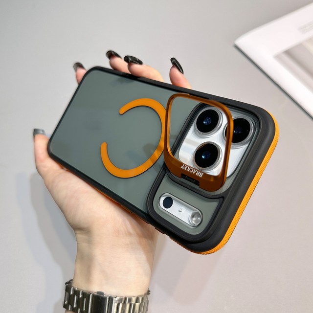 Hot Luxury Camera Bracket Magnetic Mobile Phone Case for iPhone 17 16 15 14 13 12 11 Pro Max Shockproof Lens Stand Phone Cover
