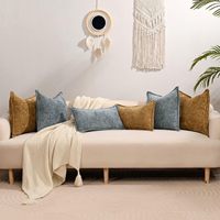 Coussin carré en chenille avec bordure passepoilée, motif imprimé personnalisable, garnissage polyester et coton PP, idéal pour maisons d'hôtes/hôtels