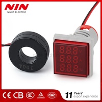 NIN Mini 22mm Indikator Panel Persegi Satu Fasa LED Digital Voltmeter Ampere Hertz Pengukur Frekuensi Arus AC IP66 Merah