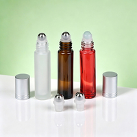 Flacons roll-on en verre transparent, noir, ambre, rouge, bleu, translucide, or, argent, avec opercule métallique, 10ml, 5ml, 15ml