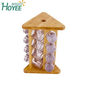 Rifornimento della fabbrica cucina di casa tavolo di stoccaggio 4 fila di filatura di bambù 16 vaso girevole <span class=keywords><strong>portaspezie</strong></span> - Product Image 2