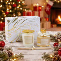 Coffret Cadeau Fête des Femmes et Saint-Valentin : Bougie en Cire de Soja et Diffuseur à Bâtonnets Parfumés Faits Main de Luxe pour Décoration d'Intérieur (Vente en Gros)