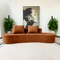 Ensemble de canapés modulaires de luxe modernes pour salon, rectangulaire, 2 et 3 places, incurvé, sans os, en velours côtelé, pour villa et entrepôt