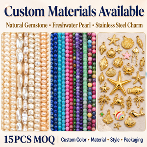 Collier personnalisé à faible MOQ en acier inoxydable plaqué or avec perles baroques d'eau douce et breloque pour les marques DTC de bijoux - Product Image 5