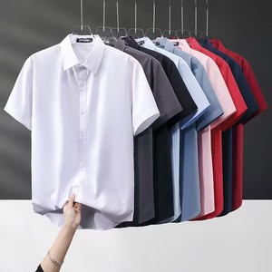<span class=keywords><strong>Camicia</strong></span> Estiva Formale da <span class=keywords><strong>Uomo</strong></span> a Maniche Corte, 100% Cotone Satinato, Protezione UV, Fresca e Traspirante, Tinta Unita, Vestibilità Comoda - Product Image 4