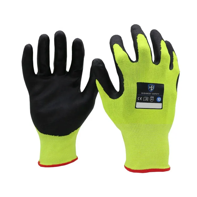 Working Gloves Manufacturer HB SAFETY Touch screen mobile phone operating glove MED ONE fluorescent nitrile easy to operate