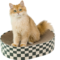 2-en-1 Luxe Moderne Écologique Ovale Griffoir pour Chat en Carton, Nid et Bol à Griffes en Papier