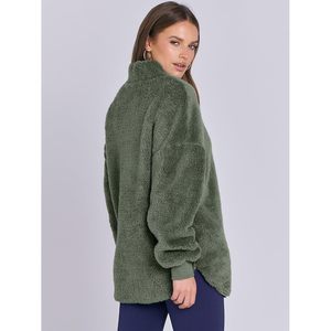 FOXA Sweat à capuche zippé en polaire Sherpa pour femme, pull doux et confortable à épaules tombantes, haut tendance pour l'automne - Product Image 4