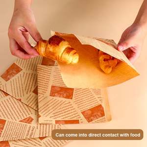 100 pièces de sacs en papier kraft enduits de PE de qualité alimentaire, résistants à l'huile, pour sandwichs triangulaires, beignets, hamburgers, accessoires de cuisine pour le pain - Product Image 2