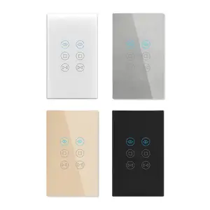 XUGUANG US Standard Tempered Glass Smart Remote Control Switches Wifi Smart Home Intelligent Curtain Shutter Roller Switches