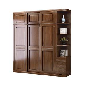 Armoire en bois de noyer de style chinois Hengke Furniture, porte coulissante, montage facile, armoire de rangement pour chambre à coucher, meubles en bois massif - Product Image 3