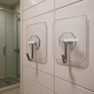 Gancho autoadhesivo transparente con diseño impermeable para montaje en pared del baño - Product Image 2