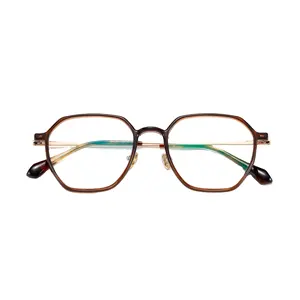 Kacamata bingkai asetat kualitas tinggi kacamata optik bingkai kaca mata cahaya Vintage untuk pria desainer kacamata selulosa asetat