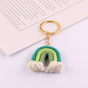 Llavero de Hilo de Algodón Arcoíris Hecho a Mano, Accesorio Decorativo para Coche, Colgante de Borla, Opción Multicolor - Product Image 2