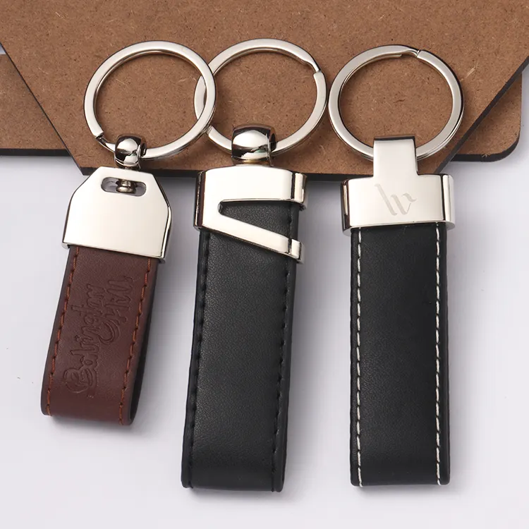 Leather Keychain and Leather Key Ring Custom Leather Car Logo Keychain Laser Logo Metal PU Zinc Alloy Light Keychain ACE CN GUA