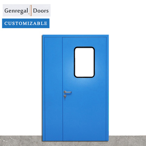 Portes doubles durables en acier pour le public <span class=keywords><strong>Porte</strong></span> d'entrée d'hôpital en acier plat en verre isolant style ouvert de balançoire pour l'intérieur de l'école - Product Image 3