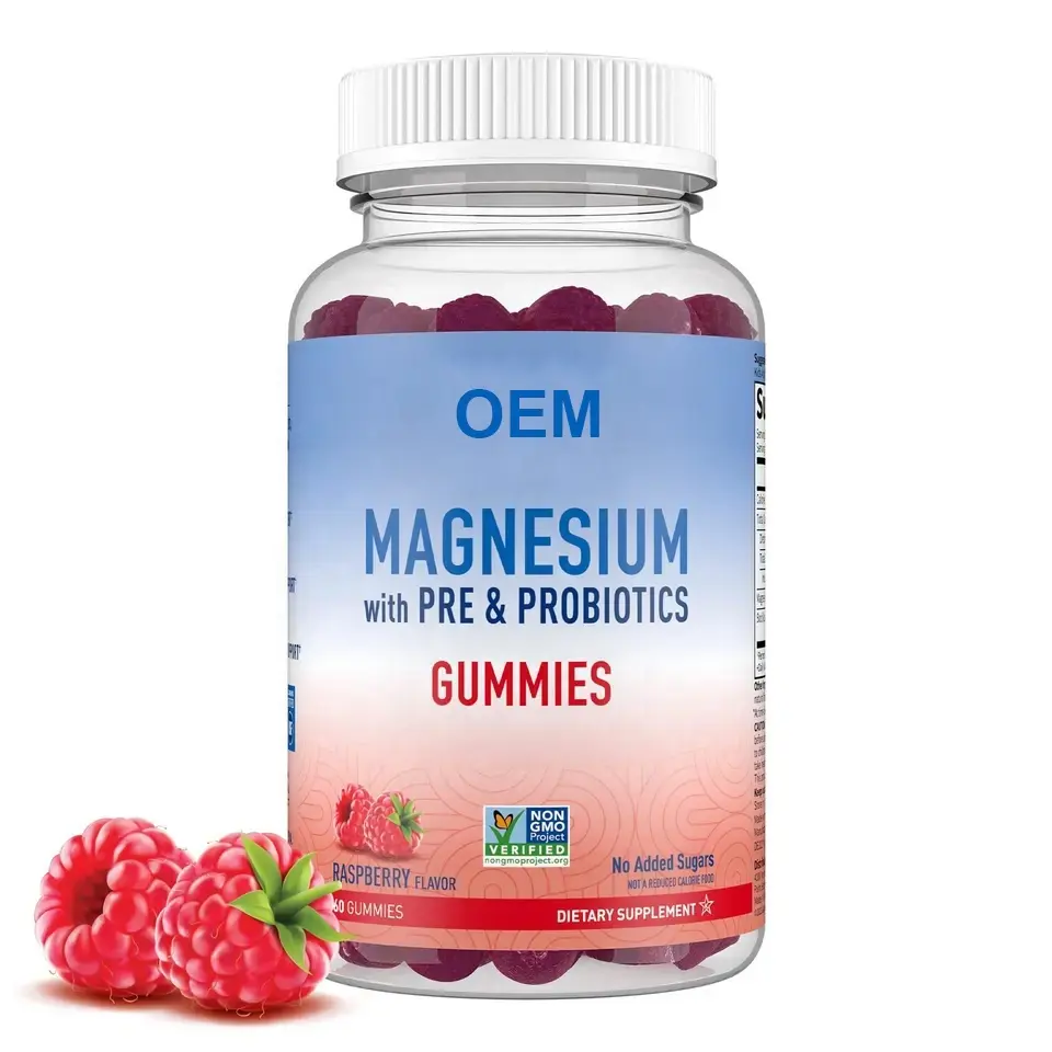 Magnesium Citrate Supplement Gummies with Prebiotics and Probiotics for Relaxation Stress Relief and Sleep
