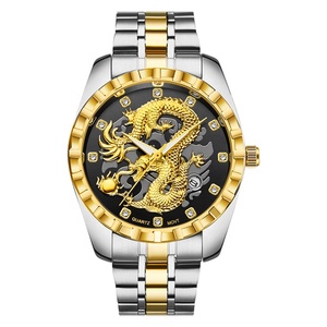 Reloj de marca de lujo Para Hombres, pulsera de mano masculina con diseño de dragón dorado, logotipo de marca privada, OEM, bajo nivel de pedido, artículos en línea - Product Image 5