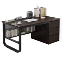 Escritorio de ordenador portátil moderno para estudiantes Base de madera blanca con estante doble ajustable y organizador de cajones Diseño simple