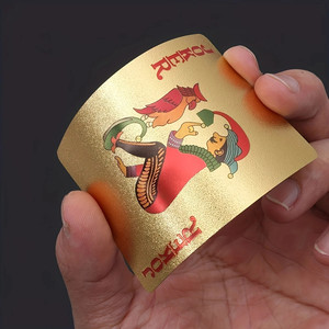 Cartes à Jouer Personnalisables en PVC Lavables, Cartes de <span class=keywords><strong>Poker</strong></span> Métalliques Dorées de Luxe Créatives, Jeu de Société, Cartes à Jouer Épaissies - Product Image 2