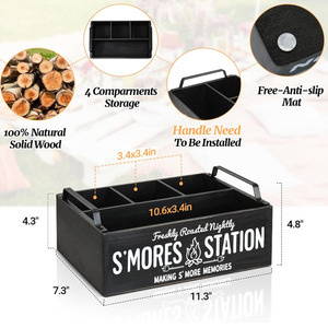 Modern <span class=keywords><strong>Farmhouse</strong></span> S'Mores Bar Titular com Acessório Esculpido Organizador Smores Polido Maker Box com Alças Estilo de Arte Moderna - Product Image 2