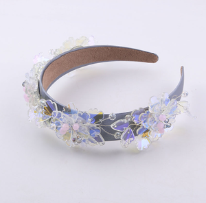 Ikat Kepala Kristal Transparan Motif Bunga untuk Wanita, Hadiah Prom, Aksesoris Rambut, Hiasan Kepala - Product Image 5