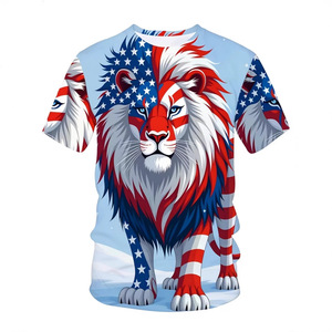 Men's <b>Lion</b> Print T-<b>Shirt</b> Short Sleeve 100% Polyester Breathable Summer Casual Wear - Product Image 1