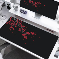 Alfombrilla de Ratón Grande para Juegos con Diseño de Sakura y Monte Fuji, Alfombrilla de Escritorio Extendida con Estética Oscura de Flores de Cerezo, Alfombrilla Suave para Teclado y Laptop para Juegos
