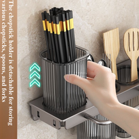 Support mural pivotant à 90 degrés sans perçage pour couteaux, rangement multifonctionnel de cuisine pour cuillères, fourchettes et baguettes