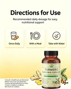 Cápsulas de Cúrcuma y Curcumina de Marca Privada con Jengibre y Pimienta Negra, 120 Unidades, Suplemento Dietético Vegano Sin Gluten, OEM/ODM - Product Image 4