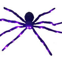 Décoration d'Halloween avec des araignées lumineuses géantes avec des jambes pliables, des araignées LED à fourrure réalistes