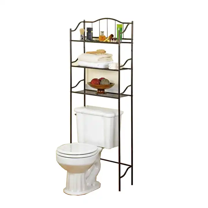 Two-Tier Metal Shelves Over The Toilet Storage Shelf Bathroom