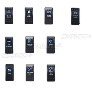 Interruptores Basculantes de 12V 24V para Coche, Barco, Caravana, Interruptor Basculante Impermeable con Doble Barra de Luz LED Azul, Luces Laterales Universales 4x4 Derecha e Izquierda - Product Image 1