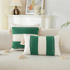 Housse de <span class=keywords><strong>coussin</strong></span> brodée jacquard style bohème haut de gamme, <span class=keywords><strong>multicolore</strong></span>, décorative, pour la maison, l'hôtel, le canapé, la chambre, la chaise - Product Image 5