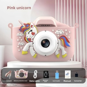 Appareil photo pour enfants, enregistrement photo et vidéo, mini appareil photo reflex numérique de dessin animé, appareil photo instantané jouet, écran 2,0 pouces, CMOS, matériau en silicone - Product Image 2