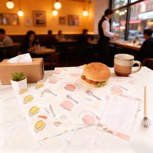 Papier d'emballage anti-graisse pour sandwichs et hamburgers, papier ciré laminé personnalisé pour emballage de poulet, sous-verre jetable - Product Image 4