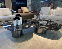 Mesa de centro de mármol natural cuadrada de lujo con luz nórdica, mesa de acento moderna de diseñador, mesa de funciones múltiples, muebles inteligentes