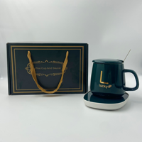 Tasse chauffante électrique intelligente USB en céramique avec sous-verre thermostatique pour bureau et maison, idéale pour l'eau et le café – Coffret cadeau
