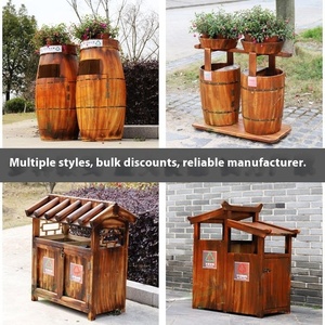 Thùng rác bằng gỗ cổ điển có thể chống ăn mòn Thùng Rác Gỗ cho sân công viên vệ sinh đường phố được xây dựng trong thùng rác bằng gỗ - Product Image 2