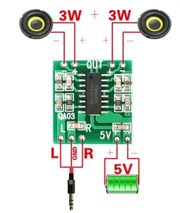 PAM8403 papan penguat daya Digital Mini 2x3W Audio untuk modul penguat Audio Stereo Kelas D daya 5V