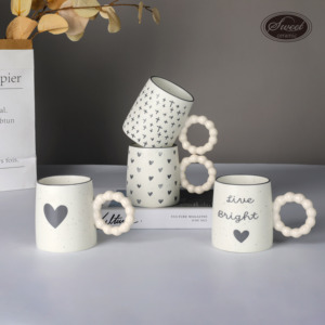 SWT Elegant 12 Ounce Ceramic Stoneware Coffee Cups, Porcelain <strong>Mugs</strong> Sets for Coffee, Tea, Milk White Matte Ceramic <strong>Footed</strong> <strong>Mug</strong> - Product Image 6